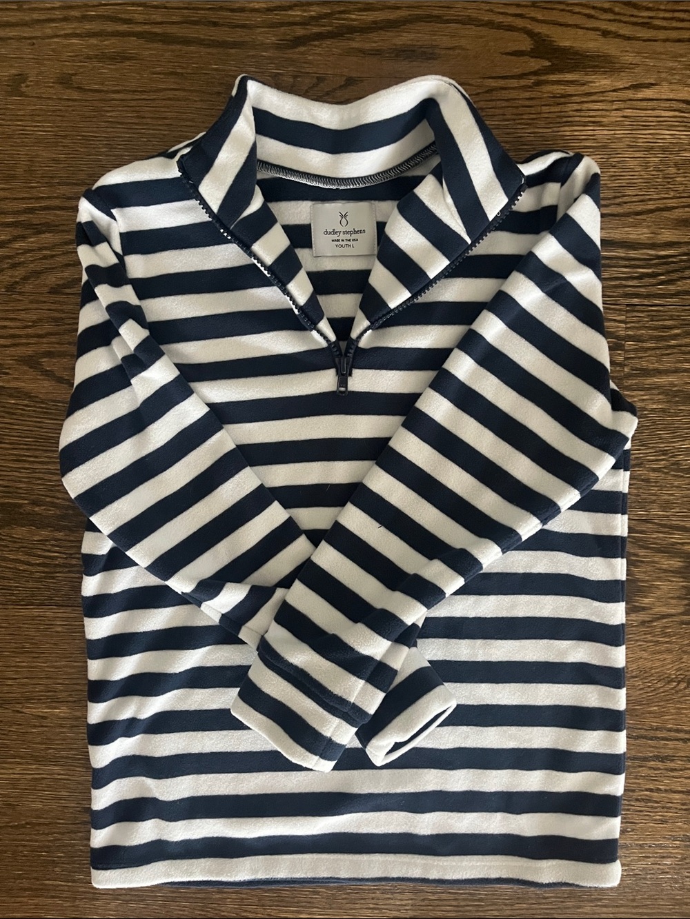 Dudley Stephens Youth L Navy/White Stripe Fleece Pullover